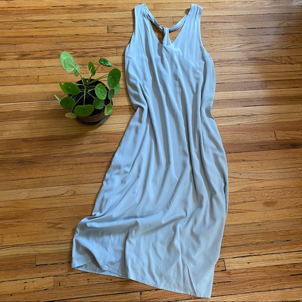 Mod Ref Sheath Midi Dress, Blue, Sleeveless Knot Back Straps, Pockets!